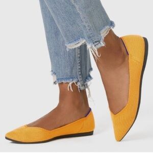 Rothy's The Point Knit Flats in Sunshine Golden Yellow/Marigold, Size 7